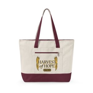 Harvest of Hope Canvas Tote — Zippered Eco Market Bag with Wheat Graphic